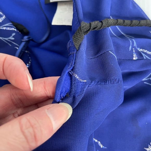 Vintage Y2K 90’s City Triangles mesh  Blue with Glitter Flowers size small - Picture 10 of 12